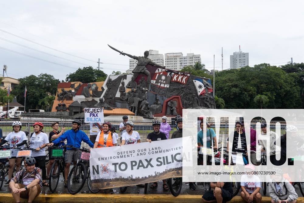 Cyclists Protest US-Led Pax Silica Initiative MANILA, PHILIPPINES - OCTOBER 12, 2026: A bike ride was led by local cyclists, along with environmental advocates, in condemnation of the US-led Pax Silica Initiative that participants say will destroy the livelihoods of local farming communities, displace local indigenous communities, and consume tremendous amounts of water that would have otherwise be utilized by local Filipinos. The route started in the Quezon City Hall and ended in the Bonifacio Shrine where the closing program was held with each sector that participated in the bike ride expressing their message of solidarity to the cause. Multiple stops where held in front of the office of the Department of Environment and Natural Resources