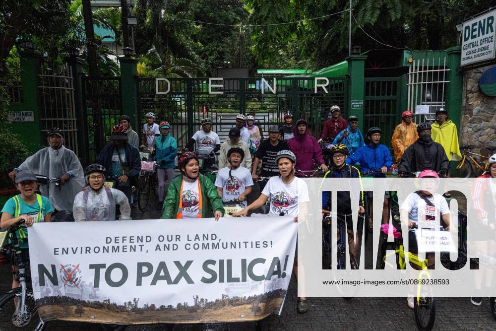 Cyclists Protest US-Led Pax Silica Initiative MANILA, PHILIPPINES - OCTOBER 12, 2026: A bike ride was led by local cyclists, along with environmental advocates, in condemnation of the US-led Pax Silica Initiative that participants say will destroy the livelihoods of local farming communities, displace local indigenous communities, and consume tremendous amounts of water that would have otherwise be utilized by local Filipinos. The route started in the Quezon City Hall and ended in the Bonifacio Shrine where the closing program was held with each sector that participated in the bike ride expressing their message of solidarity to the cause. Multiple stops where held in front of the office of the Department of Environment and Natural Resources