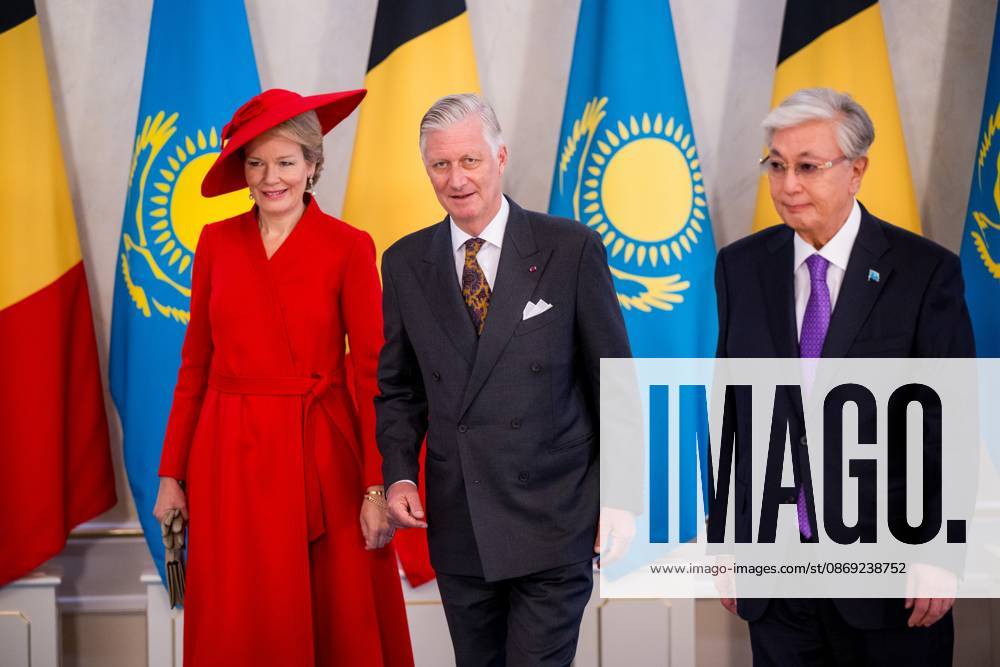 Queen Mathilde of Belgium; King Philippe - Filip of Belgium and Kazakhstan s President Kassym-Jomart Tokayev pictured during a State visit of the Belgian King and Queen to Kazakhstan, on Monday 12 October 2026. The first State Visit of Belgium s royal couple in central Asia from 11 to 14 October 2026, aims to highlight bilateral cooperation in the economic, academic, and cultural fields. POOL JASPERxJACOBS 189534802