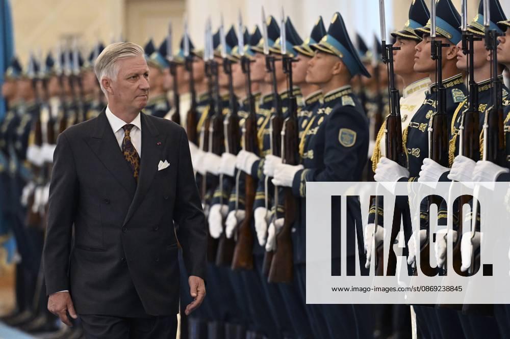 State Visit of King Philippe and Queen Mathilde to Kazakhstan (Day 2) ASTANA, KAZAKHSTAN - OCTOBER 12 : State Visit of King Philippe and Queen Mathilde to Kazakhstan (Day 2) : - Official welcoming ceremony at the Akorda Presidential Palace in the presence of Kassym-Jomart Tokaïev (President of Kazakhstan), on October 12, 2026 in Astana, Kazakhstan, 12 10 2026 Astana Kazakhstan
