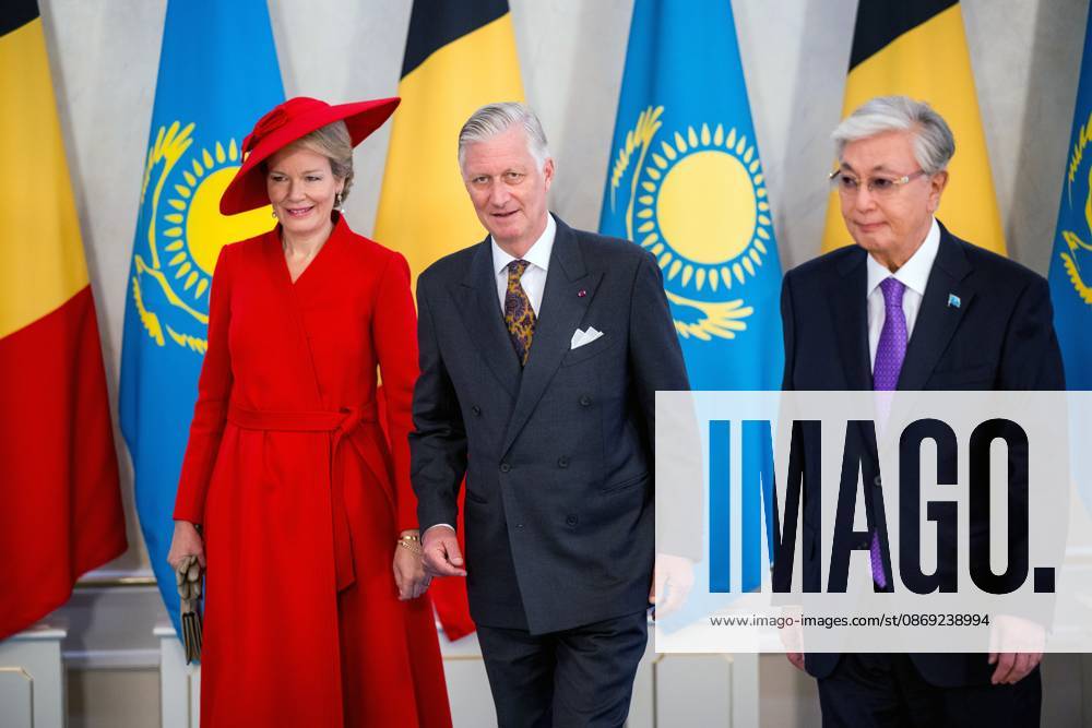 State Visit of King Philippe and Queen Mathilde to Kazakhstan (Day 2) ASTANA, KAZAKHSTAN - OCTOBER 12 : State Visit of King Philippe and Queen Mathilde to Kazakhstan (Day 2) : - Official welcoming ceremony at the Akorda Presidential Palace in the presence of Kassym-Jomart Tokaïev (President of Kazakhstan), on October 12, 2026 in Astana, Kazakhstan, 12 10 2026 Astana Kazakhstan