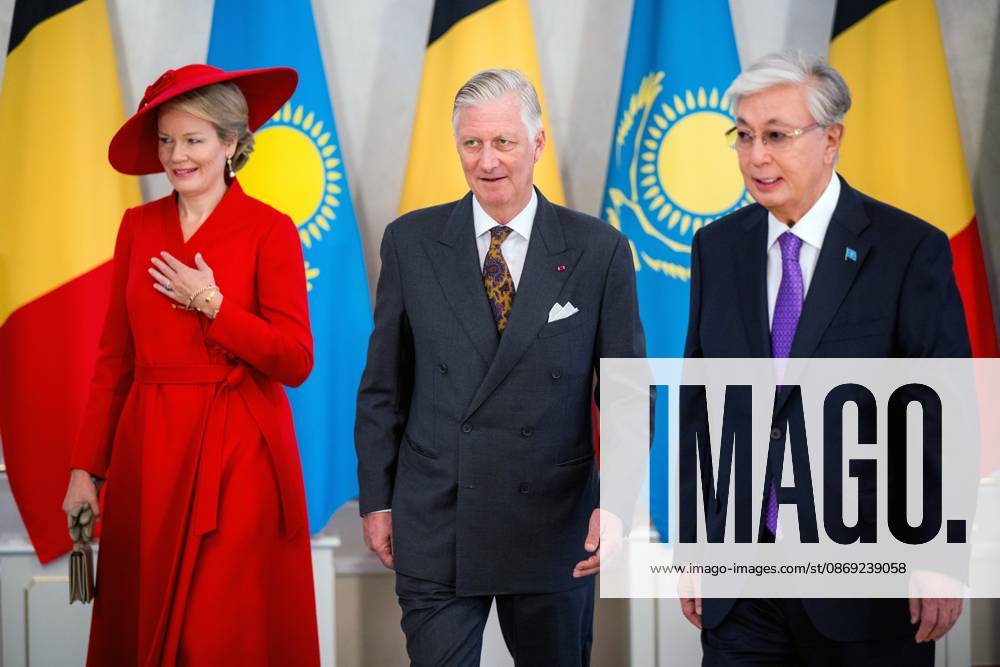 State Visit of King Philippe and Queen Mathilde to Kazakhstan (Day 2) ASTANA, KAZAKHSTAN - OCTOBER 12 : State Visit of King Philippe and Queen Mathilde to Kazakhstan (Day 2) : - Official welcoming ceremony at the Akorda Presidential Palace in the presence of Kassym-Jomart Tokaïev (President of Kazakhstan), on October 12, 2026 in Astana, Kazakhstan, 12 10 2026 Astana Kazakhstan