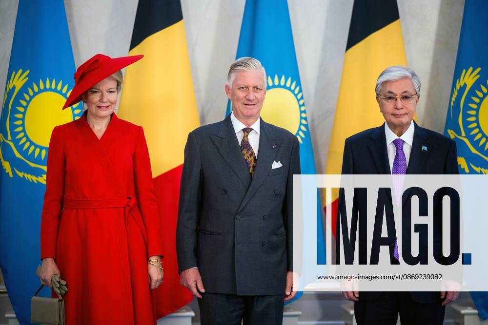 State Visit of King Philippe and Queen Mathilde to Kazakhstan (Day 2) ASTANA, KAZAKHSTAN - OCTOBER 12 : State Visit of King Philippe and Queen Mathilde to Kazakhstan (Day 2) : - Official welcoming ceremony at the Akorda Presidential Palace in the presence of Kassym-Jomart Tokaïev (President of Kazakhstan), on October 12, 2026 in Astana, Kazakhstan, 12 10 2026 Astana Kazakhstan