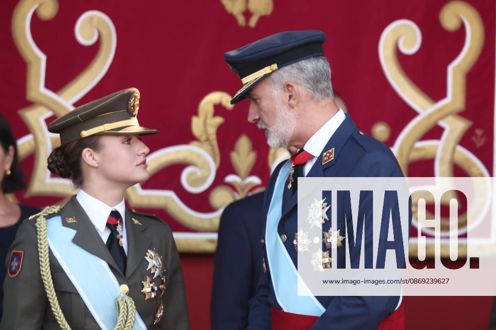October 12 Parade for Hispanic Heritage Day King Felipe VI and Princess Leonor during the solemn ceremony honoring the national flag and the military parade on October 12, Hispanic Heritage Day, in the Plaza de Cánovas del Castillo, on October 12, 2026, in Madrid, Spain. The events begin with the raising of the flag and are followed by a tribute to those who gave their lives for the country. Subsequently, the military air and ground parades begin. Approximately 4,400 members of the Armed Forces, the security forces, and various civilian public institutions are participating this year in the parade presided over by the King and Queen. The aerial parade featured 50 fighter, training, and transport aircraft, as well as around 30 helicopters.