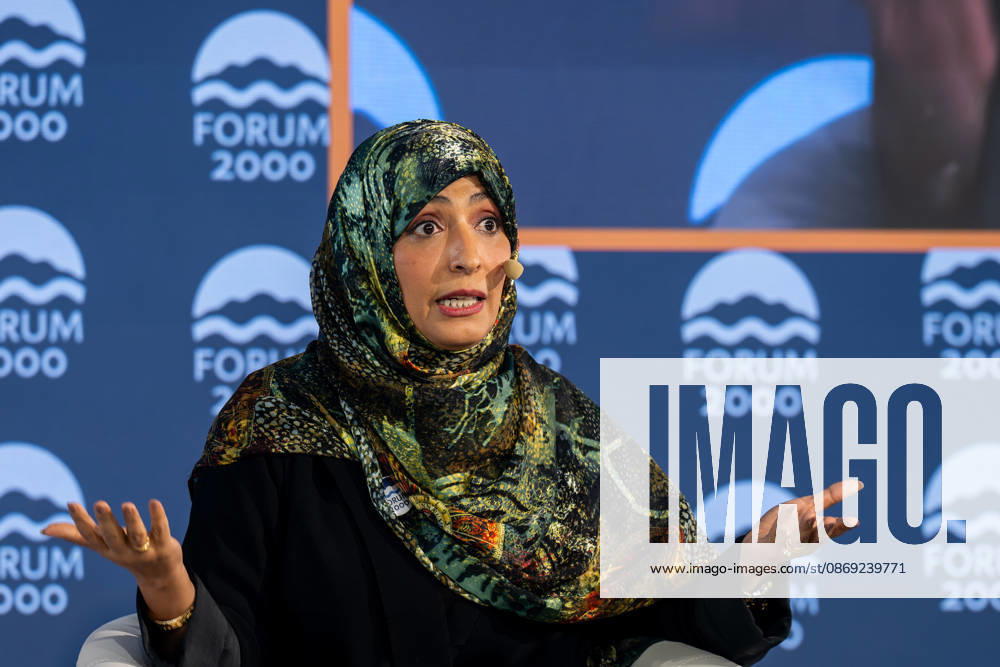 Yemeni journalist, politician, and human rights activist Tawakkol Karman attends the 30th annual Forum 2000 conference in Prague, on October 12, 2026. (CTKxPhoto OndrejxDeml) CTKPhotoP2026101202517 CTKPhotoP2026101202517