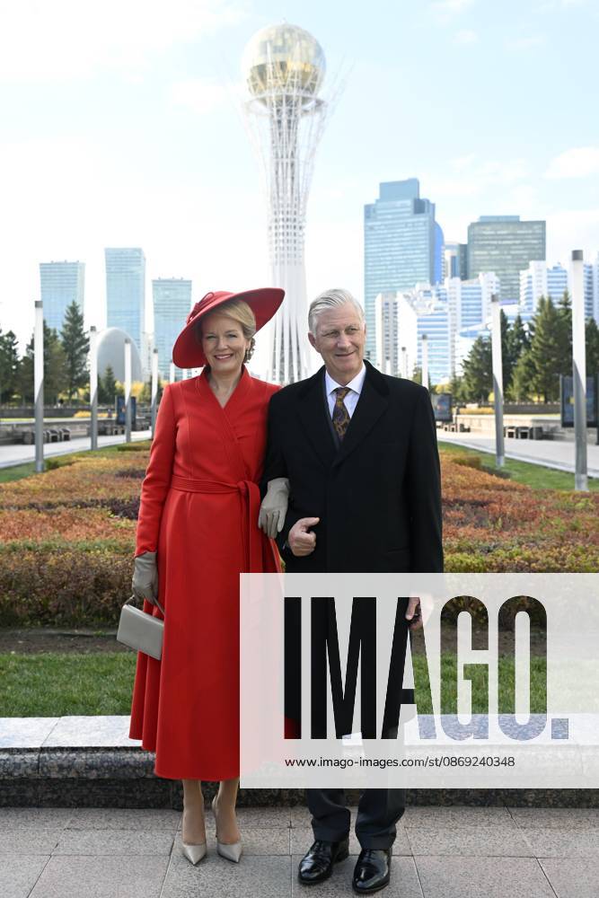 State Visit of King Philippe and Queen Mathilde to Kazakhstan (Day 2) ASTANA, KAZAKHSTAN - OCTOBER 12 : State Visit of King Philippe and Queen Mathilde to Kazakhstan (Day 2) : - Scene-Setting Photo in front of the Baiterek Tower, on October 12, 2026 in Astana, Kazakhstan, 12 10 2026 Astana Kazakhstan