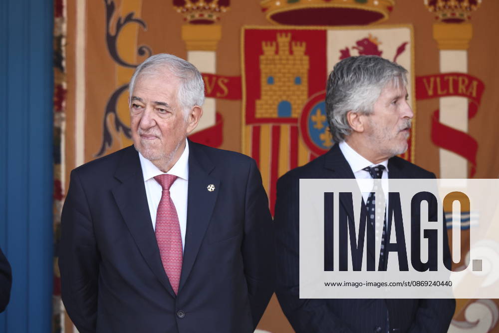 October 12 Parade for Hispanic Heritage Day The president of the Constitutional Court, Cándido Conde Pumpido (left), and the Minister of the Interior, Fernando Grande Marlaska (right), during the solemn ceremony honoring the national flag and the military parade for October 12, Hispanic Heritage Day, in the Plaza de Cánovas del Castillo, on October 12, 2026, in Madrid, Spain. The events begin with the raising of the flag and are followed by a tribute to those who gave their lives for the country. Subsequently, the military air and ground parades begin. Approximately 4,400 members of the Armed Forces, the security forces, and various civilian public institutions are participating this year in the parade presided over by the King and Queen.