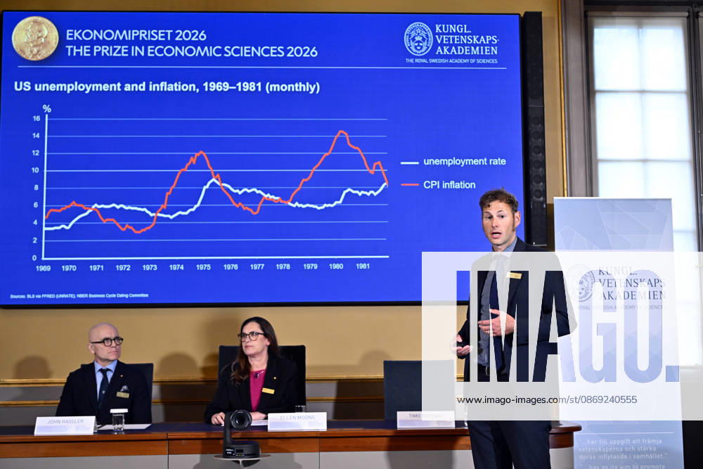 Timo Boppart, member of the Committee for the Prize in Economic Sciences in Memory of Alfred Nobel, presents this y