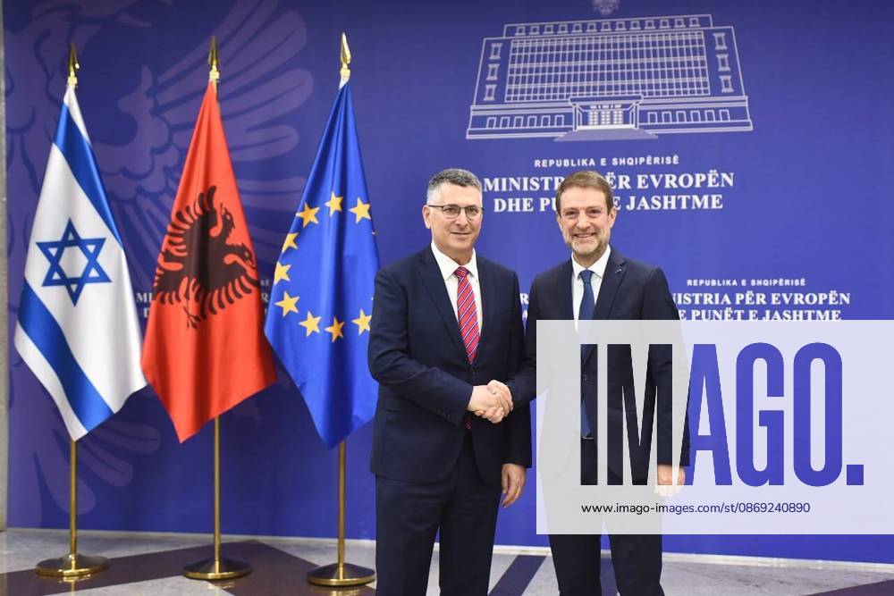 Ferit Hoxha - Gideon Sa ar meeting in Tirana TIRANA, ALBANIA - OCTOBER 12: (---- – MANDATORY CREDIT - ALBANIAN FOREIGN MINISTRY HANDOUT - NO MARKETING NO ADVERTISING CAMPAIGNS - DISTRIBUTED AS A SERVICE TO CLIENTS----) Albanian Minister for Europe and Foreign Affairs Ferit Hoxha (R) meets with Israeli Foreign Minister Gideon Sa ar (L), in Tirana, Albania, on October 12, 2026. Albanian Foreign Ministry Handout Anadolu Tirana Albania. Editorial use only. Please get in touch for any other usage.