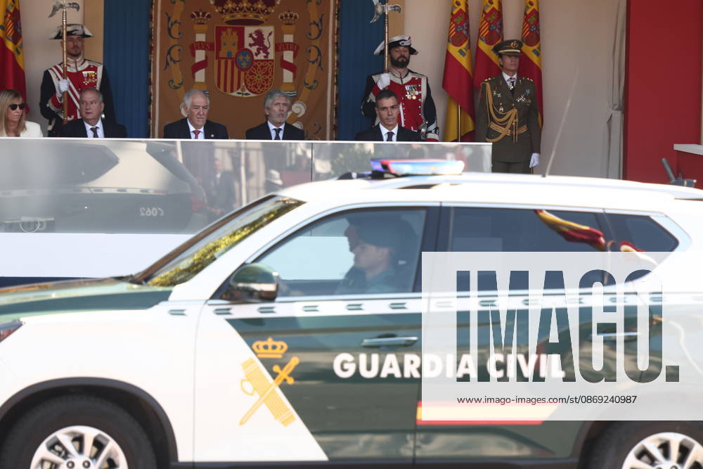 October 12 Parade for Hispanic Heritage Day Vehicles from the State Security Forces during the solemn ceremony honoring the national flag and the military parade on October 12, Hispanic Heritage Day, in Plaza de Cánovas del Castillo, on October 12, 2026, in Madrid, Spain. The events begin with the raising of the flag and are followed by a tribute to those who gave their lives for the country. Subsequently, the military air and ground parades begin. Approximately 4,400 members of the Armed Forces, the security forces, and various civilian public institutions are participating this year in the parade presided over by the King and Queen. The aerial parade featured 50 fighter, training, and transport aircraft, as well as around 30 helicopters.