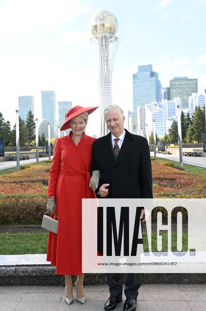 State Visit of King Philippe and Queen Mathilde to Kazakhstan (Day 2) ASTANA, KAZAKHSTAN - OCTOBER 12 : State Visit of King Philippe and Queen Mathilde to Kazakhstan (Day 2) : - Scene-Setting Photo in front of the Baiterek Tower, on October 12, 2026 in Astana, Kazakhstan, 12 10 2026 Astana Kazakhstan