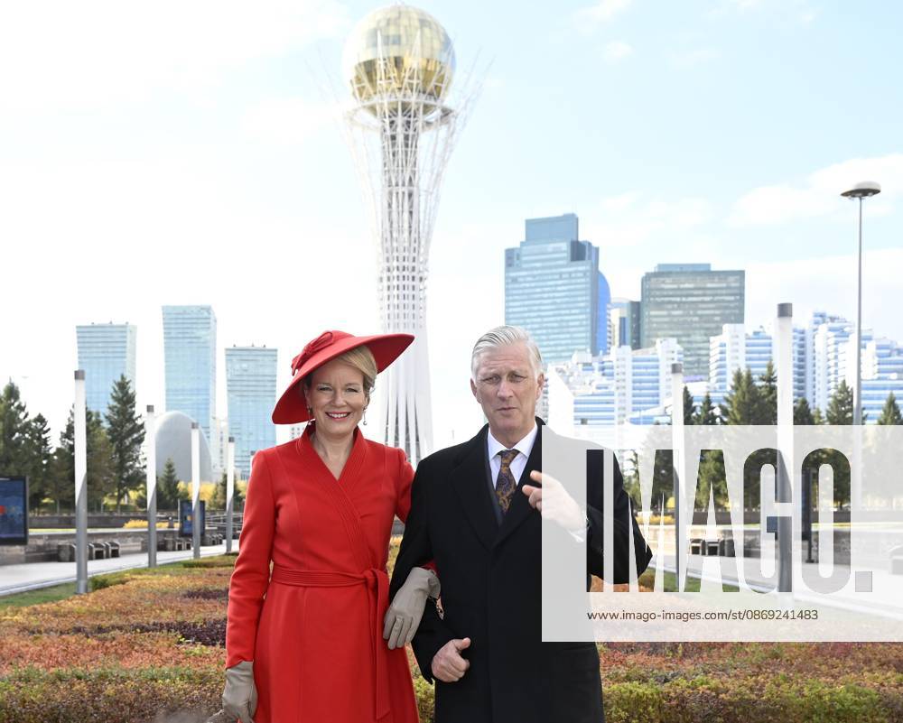 State Visit of King Philippe and Queen Mathilde to Kazakhstan (Day 2) ASTANA, KAZAKHSTAN - OCTOBER 12 : State Visit of King Philippe and Queen Mathilde to Kazakhstan (Day 2) : - Scene-Setting Photo in front of the Baiterek Tower, on October 12, 2026 in Astana, Kazakhstan, 12 10 2026 Astana Kazakhstan