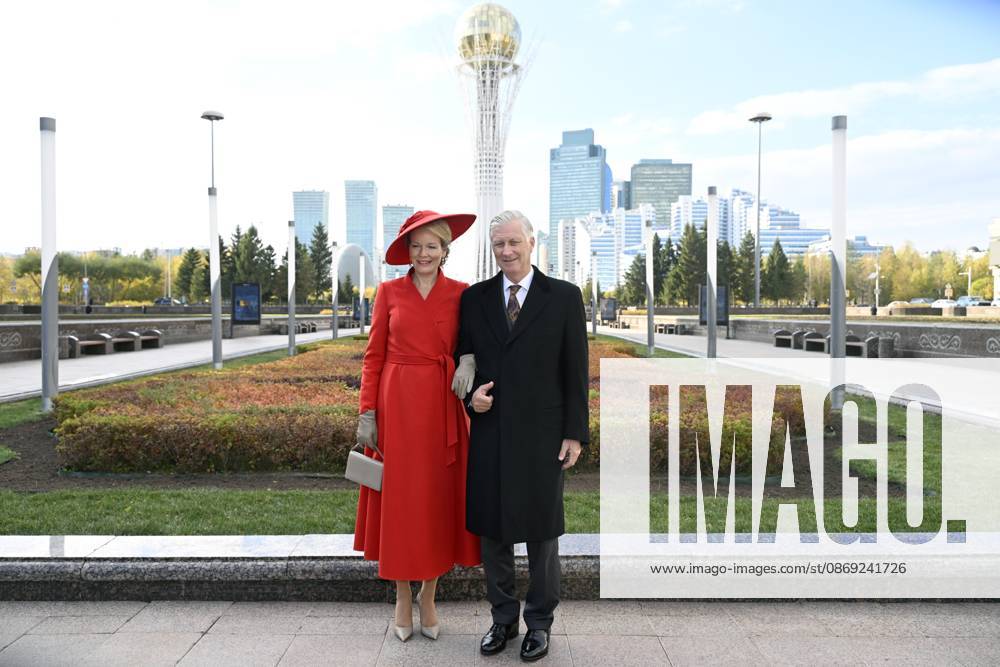 State Visit of King Philippe and Queen Mathilde to Kazakhstan (Day 2) ASTANA, KAZAKHSTAN - OCTOBER 12 : State Visit of King Philippe and Queen Mathilde to Kazakhstan (Day 2) : - Scene-Setting Photo in front of the Baiterek Tower, on October 12, 2026 in Astana, Kazakhstan, 12 10 2026 Astana Kazakhstan