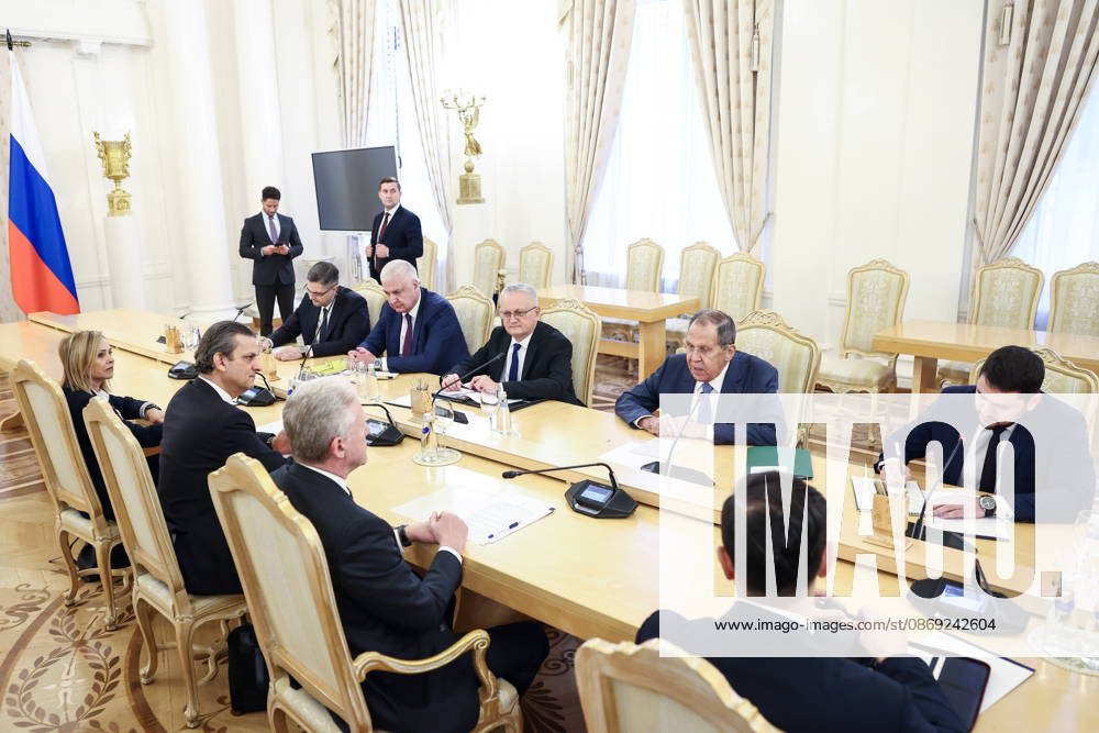 RUSSIA, MOSCOW - OCTOBER 12, 2026: Sergei Lavrov (2nd R back), Russia s Foreign Minister, attends a meeting with Youssef Rajji, Lebanon s Minister of Foreign Affairs and Emigrants, at the Reception House of the Foreign Ministry. Artyom Geodakyan TASS 99172830