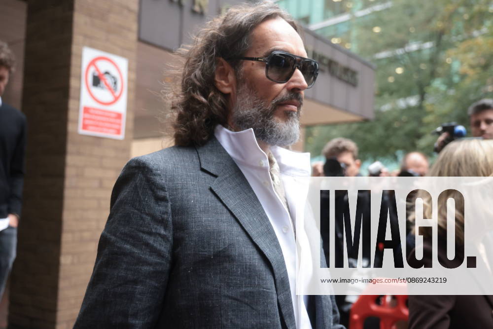 London, United Kingdom. Russell Brands trial begins at Southwark Crown Court . Russell Brands attends Southwark Crown Court facing three counts of rape, three counts of sexual assault and one count of indecent assault. He has pleaded not guilty to all the charges and denies the allegations against him.