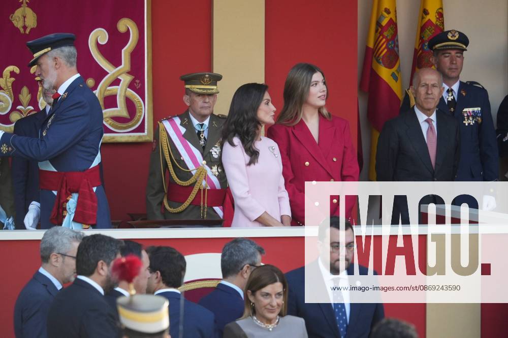 Spanish King Felipe VI and Queen Letizia with Princess Leonor de Borbon and Princess Sofia de Borbon attending a military parade during the known as Dia de la Hispanidad, Spain s National Day, in Madrid, on Monday 12, October 2026 Cordon Press