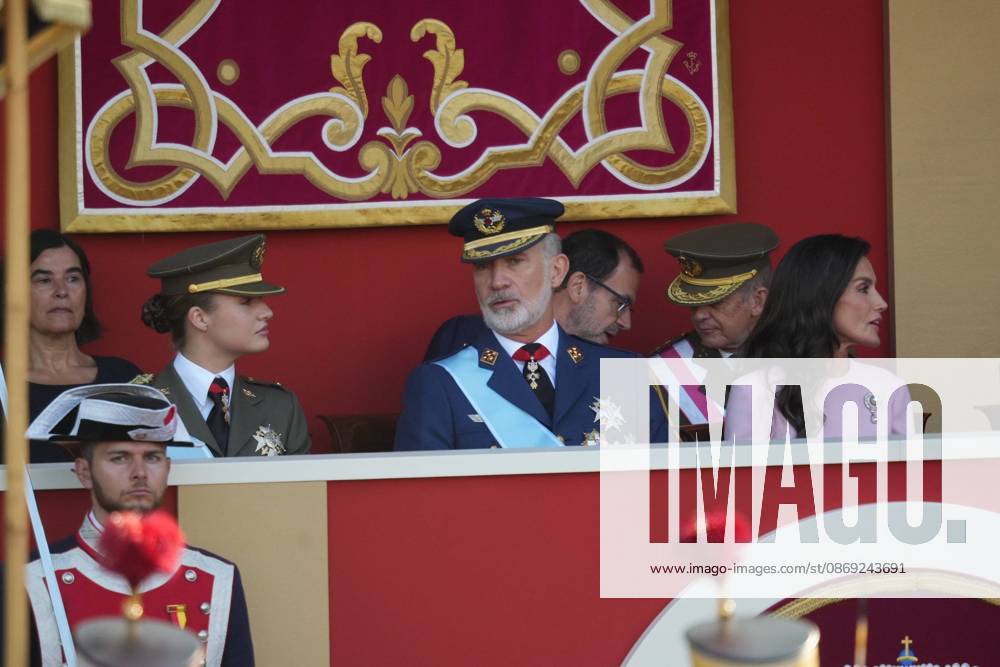 Spanish King Felipe VI and Queen Letizia with Princess Leonor de Borbon and Princess Sofia de Borbon attending a military parade during the known as Dia de la Hispanidad, Spain s National Day, in Madrid, on Monday 12, October 2026 Cordon Press