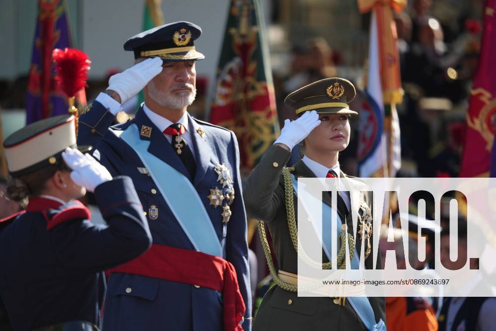 Spanish King Felipe VI and Queen Letizia with Princess Leonor de Borbon and Princess Sofia de Borbon attending a military parade during the known as Dia de la Hispanidad, Spain s National Day, in Madrid, on Monday 12, October 2026 Cordon Press