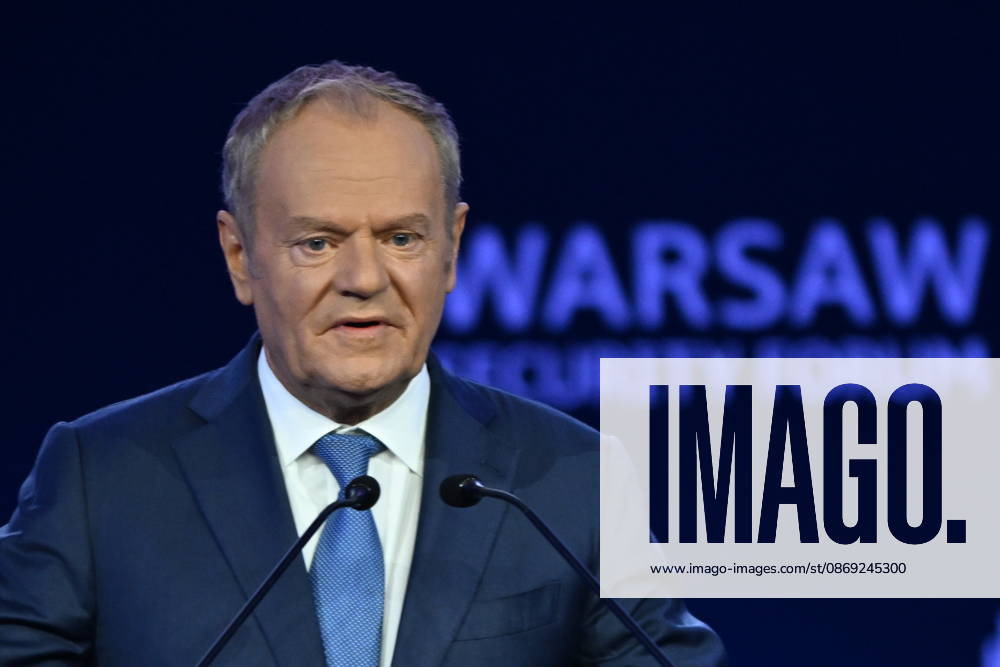Warsaw Security Forum 2026 kicks off in Poland WARSAW, POLAND - OCTOBER 12: Prime Minister of Poland Donald Tusk delivers his opening address to delegates during the first day of the Warsaw Security Forum 2026 (WSF2026) on the Warsaw Stage in Warsaw, Poland, on October 12, 2026. The high-level international defense conference gathers regional leaders, NATO officials, and military commanders to discuss transatlantic cooperation and European defense infrastructure. Artur Widak Anadolu Warsaw Poland. Editorial use only. Please get in touch for any other usage.