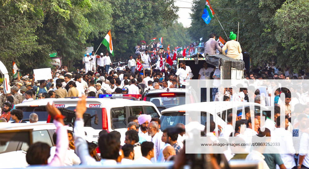 INDIA Bloc leaders protest over the SIR row New Delhi, Oct 12 (ANI): Supporters gather in large numbers during the INDIA bloc s protest march towards the Supreme Court, in New Delhi on Monday. NEW DELHI Delhi India