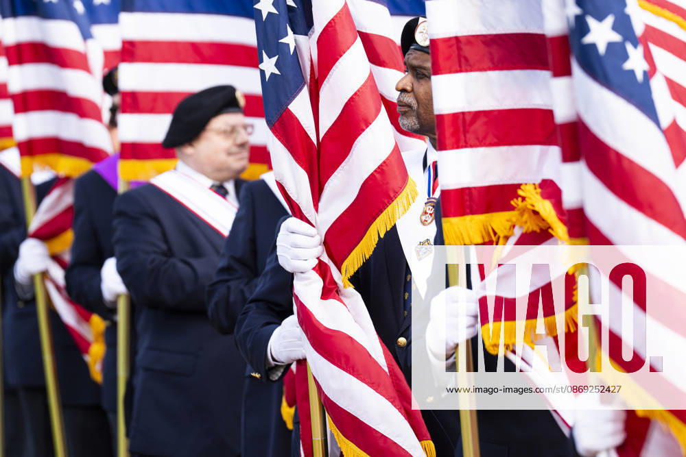 Columbus Day UNITED STATES - OCTOBER 12: Members of the Knights of Columbus Honor America Corps line up for their procession for the Columbus Day event at the Columbus Memorial outside Union Station in Washington on Monday, October 12, 2026. (Bill Clark CQ Roll Call) Washington DC United States