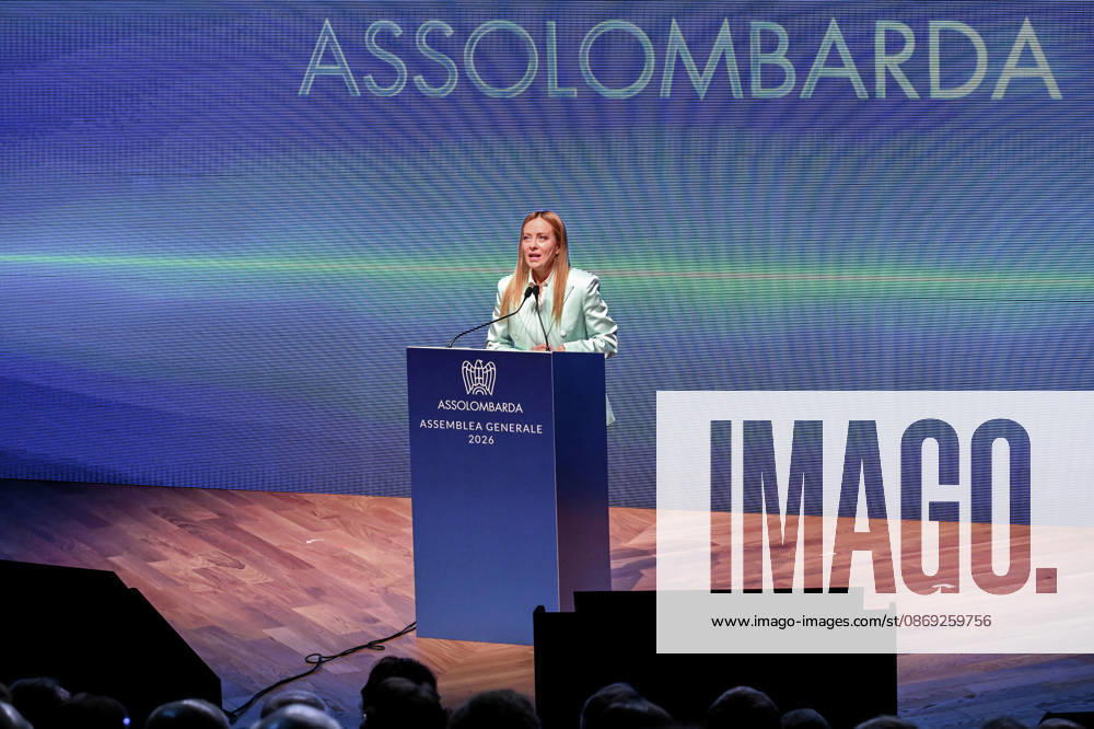 Prime Minister Giorgia Meloni speaks at the Assolombarda 2026 General Assembly, Milan, 12 10 2026 Milan Italy - ZUMAa289 20261012_zia_a289_137