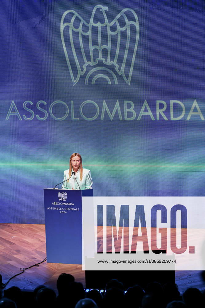 Prime Minister Giorgia Meloni speaks at the Assolombarda 2026 General Assembly, Milan, 12 10 2026 Milan Italy - ZUMAa289 20261012_zia_a289_140
