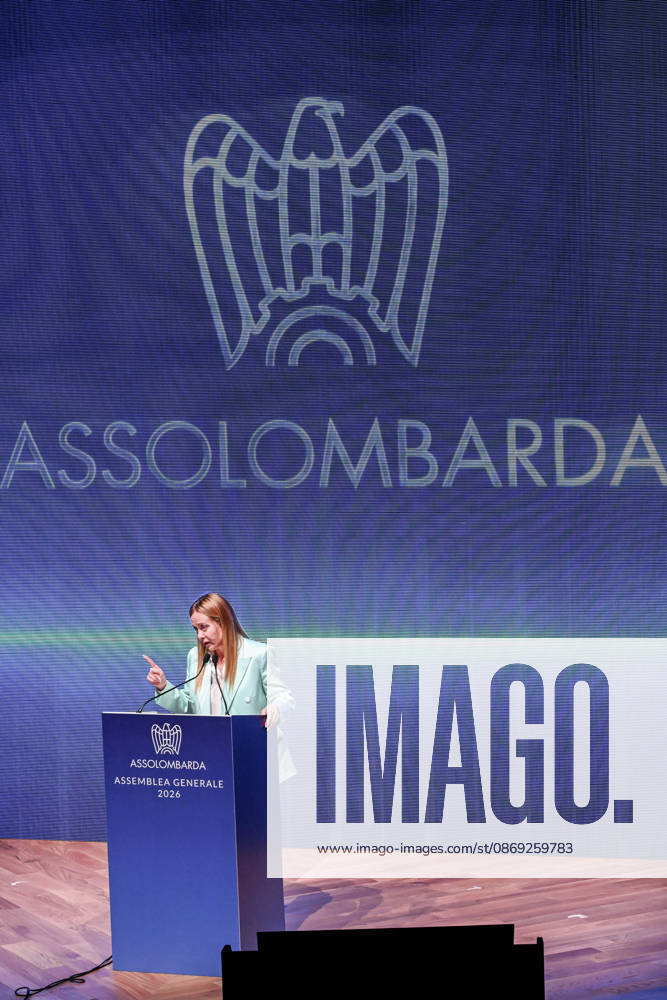 Prime Minister Giorgia Meloni speaks at the Assolombarda 2026 General Assembly, Milan, 12 10 2026 Milan Italy - ZUMAa289 20261012_zia_a289_146