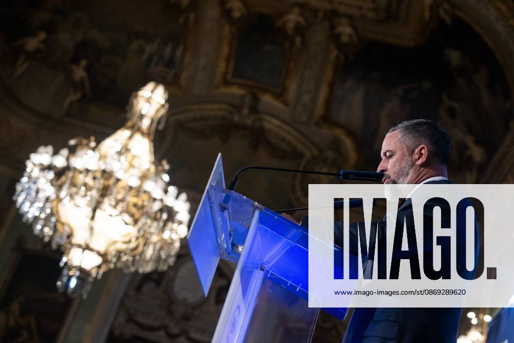Informative breakfast: Jordan Bardella and Santiago Abascal in Madrid, Spain - 13 Oct 2026 Santiago Abascal, President of VOX and of the Patriots, attends an informative breakfast organized by Nueva Economía Fórum in Madrid. Madrid Spain