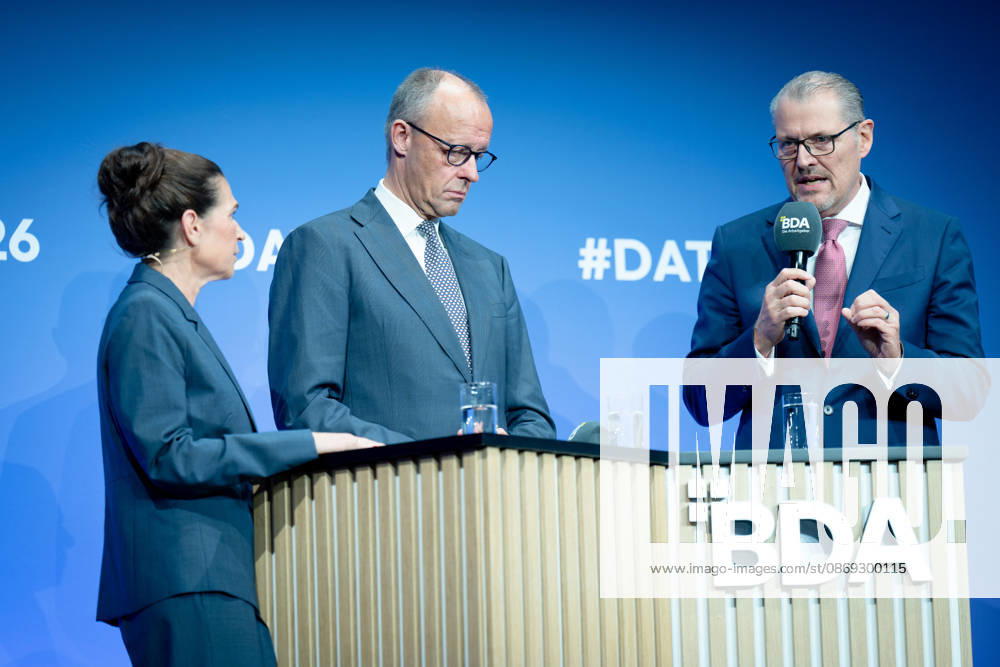 Deutschen Arbeitgebertag, bcc, Berlin Congress Center Deutschen Arbeitgebertag, bcc, Berlin Congress Center, Rainer Dulger, Arbeitgeberpräsident Friedrich Merz, Bundeskanzler Dagmar Rosenfeld Berlin Berlin GER