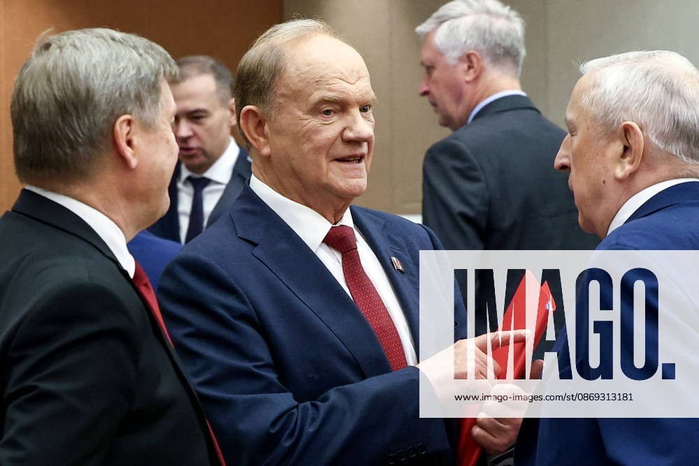 RUSSIA, MOSCOW - OCTOBER 13, 2026: Gennady Zyuganov (C), faction leader of the Russian Communist Party (KRPF), attends a plenary meeting of the Russian State Duma Moscow Russia - ZUMAt113 20261013_zaa_t113_397