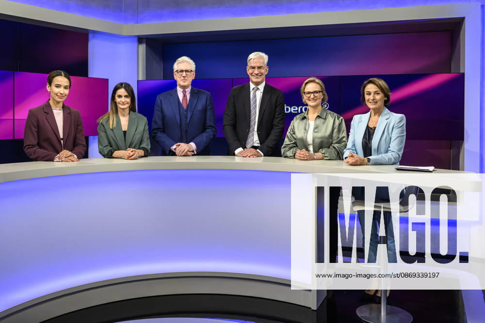 Im Bild v.l.: Alisha Mendgen (Focus), Iris Sayram (ARD-Hauptstadtstudio), Theo Koll (Journalist und Moderator), Mathias Middelberg, CDU (Präsidiumsmitglied), Franziska Brantner, Bündnis 90 Die Grünen (Parteivorsitzende), Sandra Maischberger, GER, Berlin, Studio, zu Gast bei Maischberger, politische Talkshow, TV, Format, mit Moderatorin Sandra Maischberger, Das Erste, aus Adlershof Am Studio 20, 13.10.2026,
