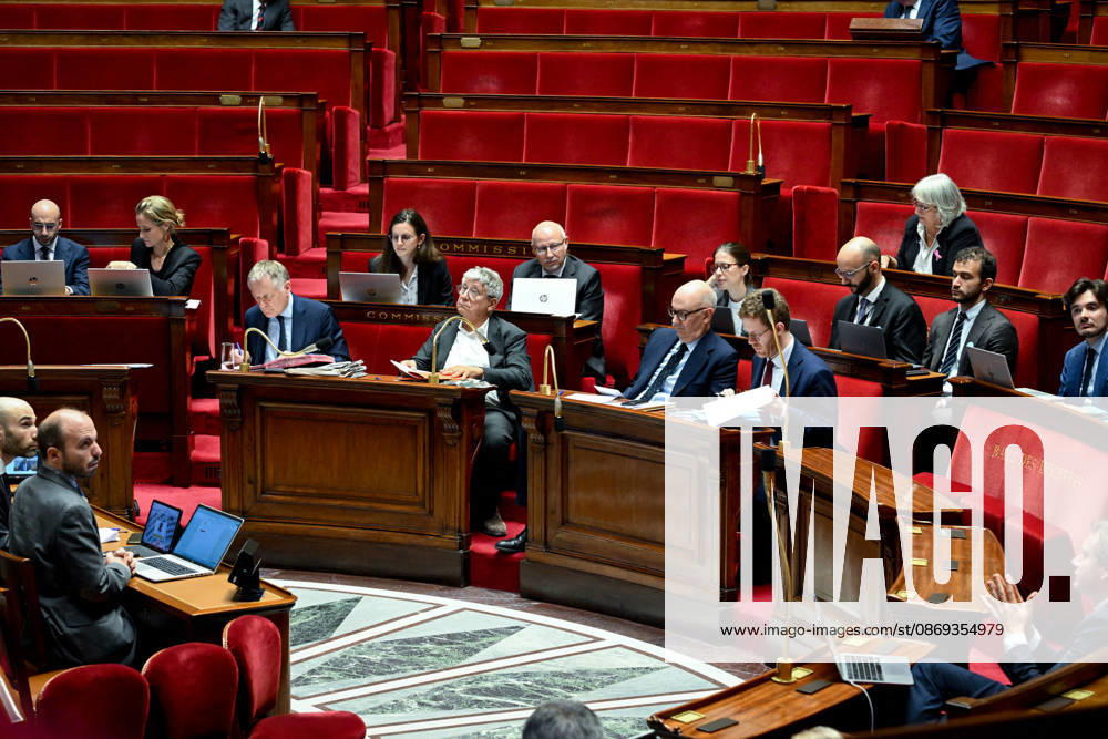 2027 Finance Bill Part One at the National Assembly Philippe Juvin, Eric Coquerel, French Minister of the Economy, Finance and Industrial, Energy and Digital Sovereignty Roland Lescure and French Minister of Action and Public Accounts David Amiel during the 2027 Finance Bill Part One at the National Assembly, French Parliament in Paris, France on octobre 13, 2026. Photo by Tomas Stevens ABACAPRESS.COM Paris France