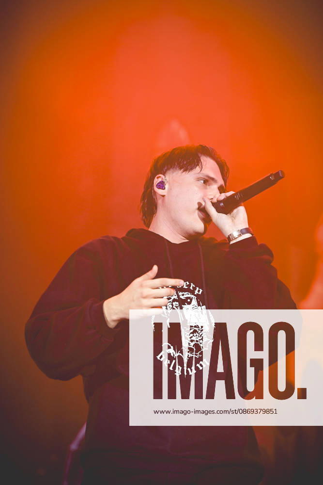 Francesco Stasi, better known as Kid Yugi, an Italian rapper performs live at PalaPartenope during his live tour 2026. Napoli Italy - ZUMAs197 20261013_aaa_s197_657
