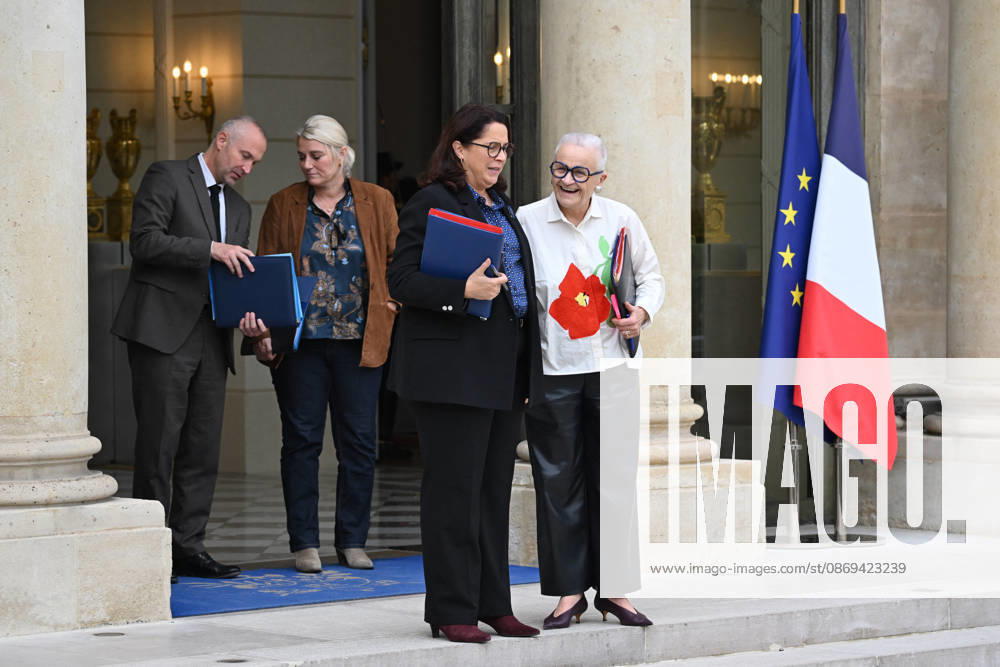 Weekly Cabinet Meeting at the Elysee Palace French Deputy Minister for the Relations with the Parliament Laurent Panifous, French Minister of Health, Families, Autonomy and Disabled people Stephanie Rist, French Minister for Sports, Youth and Associative Life Marina Ferrari and French Minister of Spatial Planning and Decentralization Francoise Gatel leaves after the weekly cabinet meeting (Conseil des ministres) at the Elysee Palace in Paris, France, on October 14, 2026. Photo by Tomas Stevens ABACAPRESS.COM Paris France