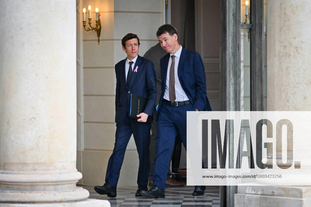 Weekly Cabinet Meeting at the Elysee Palace French Minister of Education Edouard Geffray and French Minister of Higher Education, Research and Space Philippe Baptiste leaves after the weekly cabinet meeting (Conseil des ministres) at the Elysee Palace in Paris, France, on October 14, 2026. Photo by Tomas Stevens ABACAPRESS.COM Paris France