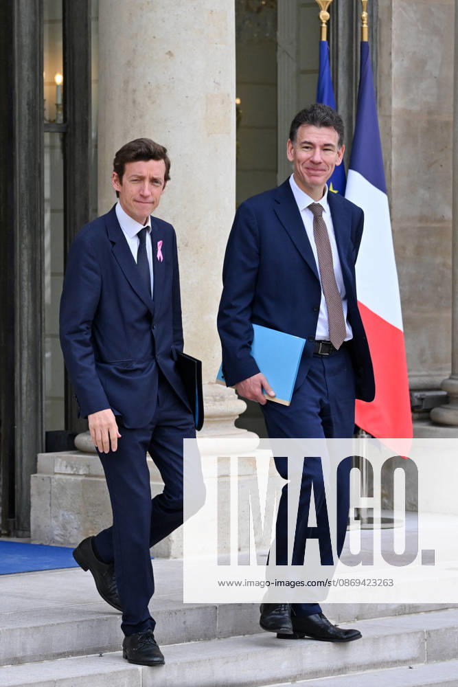 Weekly Cabinet Meeting at the Elysee Palace French Minister of Education Edouard Geffray and French Minister of Higher Education, Research and Space Philippe Baptiste leaves after the weekly cabinet meeting (Conseil des ministres) at the Elysee Palace in Paris, France, on October 14, 2026. Photo by Tomas Stevens ABACAPRESS.COM Paris France