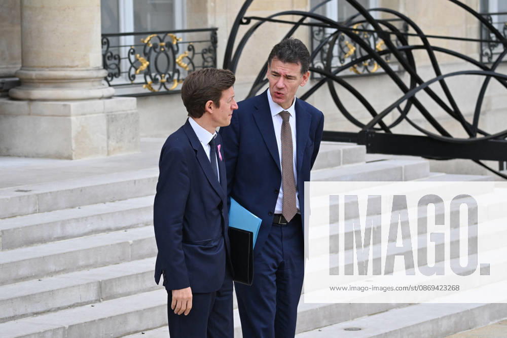 Weekly Cabinet Meeting at the Elysee Palace French Minister of Education Edouard Geffray and French Minister of Higher Education, Research and Space Philippe Baptiste leaves after the weekly cabinet meeting (Conseil des ministres) at the Elysee Palace in Paris, France, on October 14, 2026. Photo by Tomas Stevens ABACAPRESS.COM Paris France