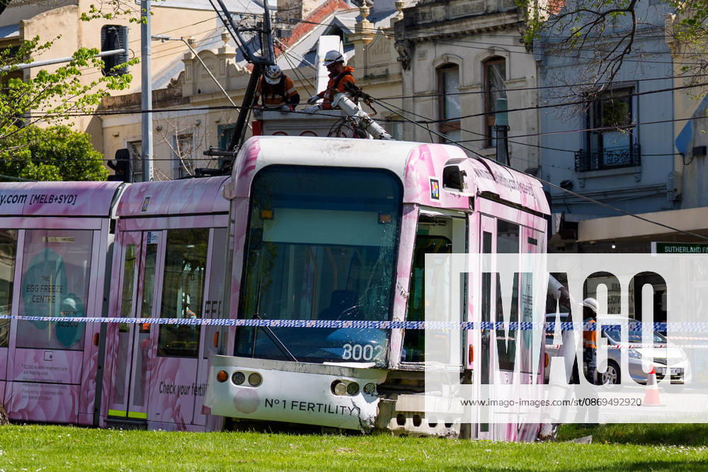 A tram is derailed after a collision with a car during the morning peak hour on Victoria Parade in Melbourne, Australia. No Passengers were hurt but services have been disrupted. Melbourne Australia - ZUMAl303 20261015_aaf_l303_007