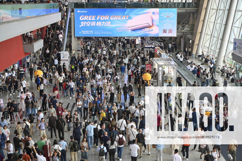 Visitors walk through the exhibition halls during the 140th China Import and Export Fair (Canton Fair) on October 15, 2026 in Guangzhou, Guangdong Province of China. The fair runs in three phases until November 4, covering a total exhibition area of 1.55 million square meters.