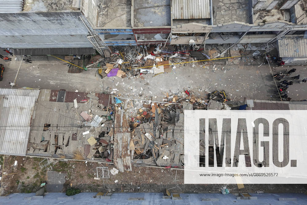 Blast at Indonesian market kills 2, injures 11 in South Tangerang BANTEN, INDONESIA - OCTOBER 15: An aerial view shows damaged shop-house buildings and debris scattered across the site of an explosion at a market in South Tangerang, on the outskirt of Jakarta, Indonesia, on October 15, 2026. The blast killed two people and injured at least 11 others, according to police. Investigators are examining the cause of the explosion after finding an ethylene gas cylinder at the site. The blast damaged shop-house buildings and scattered debris across the surrounding commercial area. Agoes Rudianto Anadolu Banten Indonesia. Editorial use only. Please get in touch for any other usage.