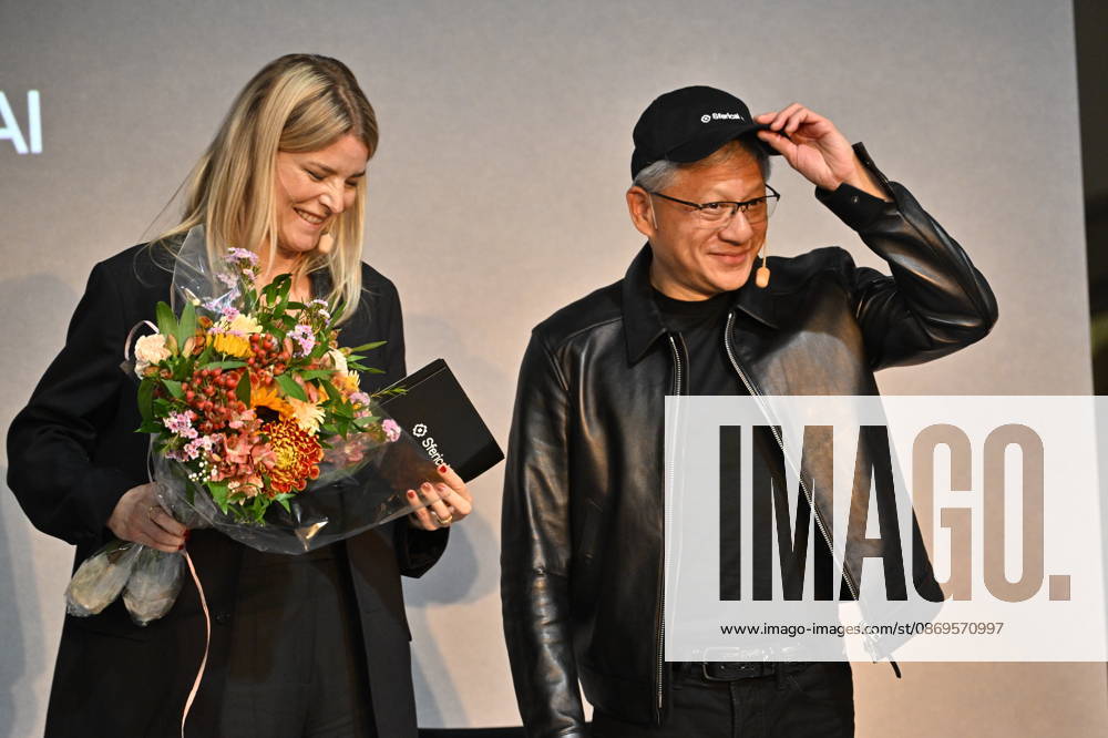 STOCKHOLM, SWEDEN 20261015 Jenny Nordlöw, CEO of Sferical AI, and Jensen Huang, CEO of Nvidia, at the Sferical One event at Eric Ericsonhallen on Thursday STOCKHOLM, SWEDEN