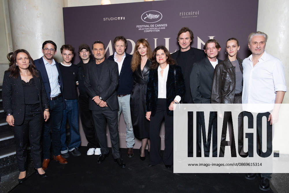 Moulin Paris Film Premiere Laetitia Pansanel, guest, Felix Lefebvre, Olivier Demangel, Gilles Lellouche, László Nemes, Louise Bourgoin, guest, Lars Eidinger, Max Warburton, Hortense de Gromard and Alain Goldman attends Moulin Paris Film Premiere at Max Linder on October 15, 2026 in Paris, France. Photo by Nasser Berzane ABACAPRESS.COM Paris France
