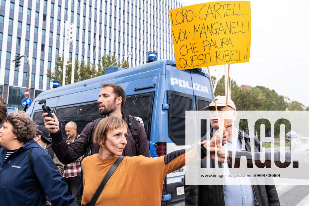 After days of occupations at many high schools across the city, following the French model, on Friday, October 16, in Turin, thousands of students took to the streets to protest the lack of resources in the school system and the inadequate condition of school buildings. The protesters marched through the city, stopping in front of Porta Susa, where teachers formed a human chain to separate them from the police. Lastly, in Piazza Castello, the police used water cannons and tear gas to disperse the demonstration, which had arrived outside the police headquarters. Turin Italy - ZUMAs377 20261016_znp_s377_028