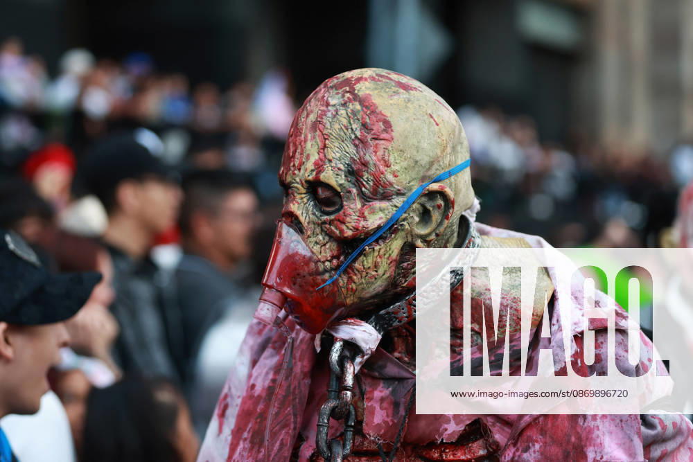 Thousands join annual Zombie Walk in Mexico City MEXICO CITY, MEXICO - OCTOBER 18: A person in costume takes part in the annual Zombie Walk along the streets of the historic center in Mexico City, Mexico, on October 18, 2026. Thousands of people dressed as zombies and horror movie characters gather for the event, which is held annually in major cities around the world. Daniel Cardenas Anadolu Mexico City Mexico. Editorial use only. Please get in touch for any other usage.