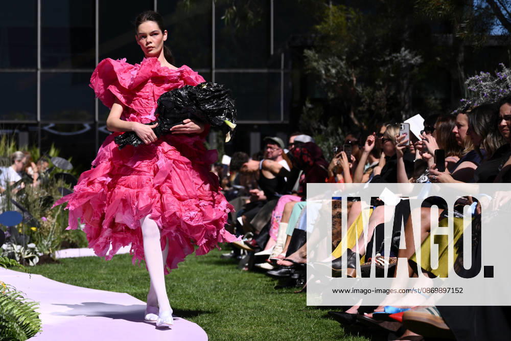 MELBOURNE FASHION WEEK PREVIEW, A model walks the runway during a 2026 Melbourne Fashion Week Runway Preview, at Sky Park, Melbourne, Monday, October 19, 2026. The preview features a selection of the upcoming collections that will appear on M FW runways including designers OUT OF HAND x Lisa Waup, Ebony Noire, Van Ermel Scherer, Perple, Gotham, Wilson Jedd Adams, Asiyam, Atoir, NGALI, Kuwaii, HoMie, Collective Closets x Mariam Farah, TOJHÃÄ, Amy Cottrell, BAAQIY and Sean Rentero. ( NO ARCHIVING MELBOURNE VICTORIA Australia