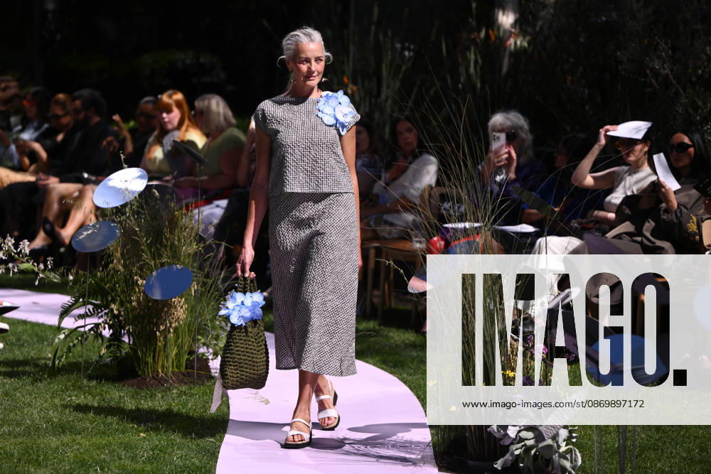 MELBOURNE FASHION WEEK PREVIEW, A model walks the runway during a 2026 Melbourne Fashion Week Runway Preview, at Sky Park, Melbourne, Monday, October 19, 2026. The preview features a selection of the upcoming collections that will appear on M FW runways including designers OUT OF HAND x Lisa Waup, Ebony Noire, Van Ermel Scherer, Perple, Gotham, Wilson Jedd Adams, Asiyam, Atoir, NGALI, Kuwaii, HoMie, Collective Closets x Mariam Farah, TOJHÃÄ, Amy Cottrell, BAAQIY and Sean Rentero. ( NO ARCHIVING MELBOURNE VICTORIA Australia