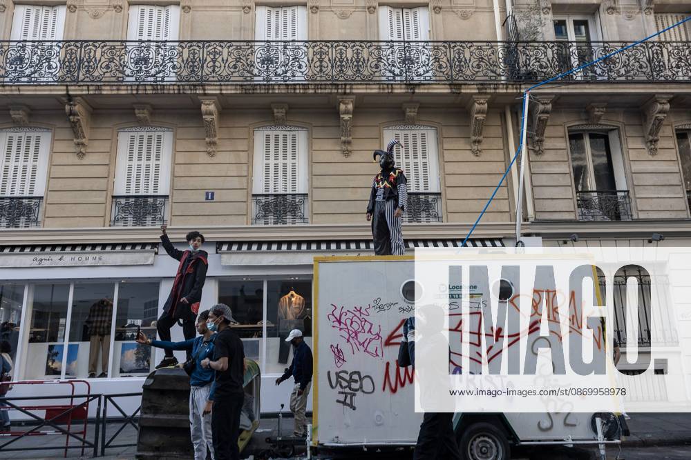 PARIS, FRANCE - OCTOBER 18, 2026: Protesters clash with police near Place de la RÃ publique in Paris during a protest against austerity. Protesters set up makeshift barricades and start fires in the square and surrounding streets. After police clear the square, protesters attack nearby shops. Paris France - ZUMAq101 20261018_zna_q101_282
