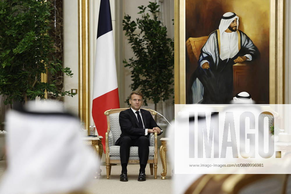 President Macron Visit To Middle East - Abu Dhabi French President Emmanuel Macron attends a meeting with Sheikh Mohamed bin Zayed Al Nahyan, President of the United Arab Emirates (UAE), (not seen) at Qasr Al Watan presidential palace in Abu Dhabi, United Arab Emirates, October 19, 2026. Photo by Benoit Tessier Pool ABACAPRESS.COM Abu Dhabi United Arab Emirates