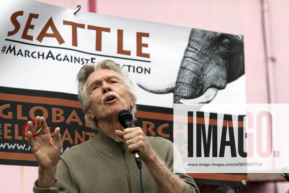 World Animal Day 2014 - Seattle Oct. 4, 2014 - Seattle, WA, USA - Actor TOM SKERRITT speaks at the Global March for Elephants and Rhinos in Seattle, Wash. on October 4, 2014. The march, held in cities around the world, aimed to bring awareness of the plight of these animals killed illegally for their tusks and horns.